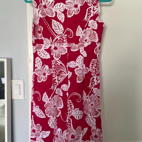 Talbots bright pink and white Hawaiian print dress size 4 - Picture 3 of 4